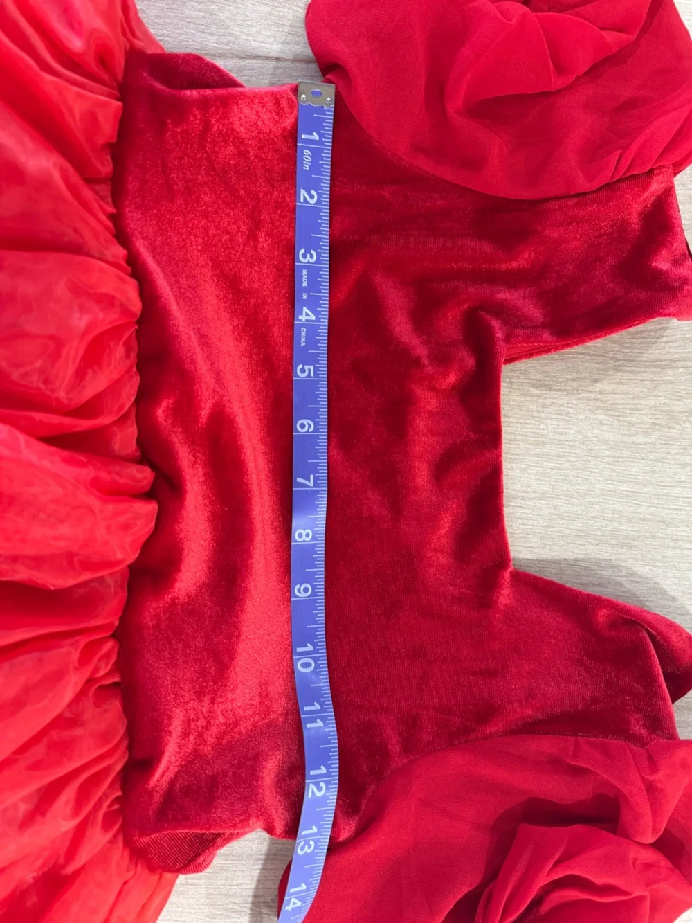 Taylor Joelle Holly Bloom Girls Red Velvet Party Dress Puff Sleeve Organza 10